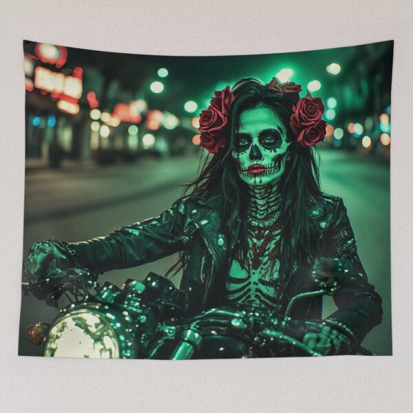 Item preview, Sugar Skull Biker Lady designed and sold by TheDarkWardrobe.