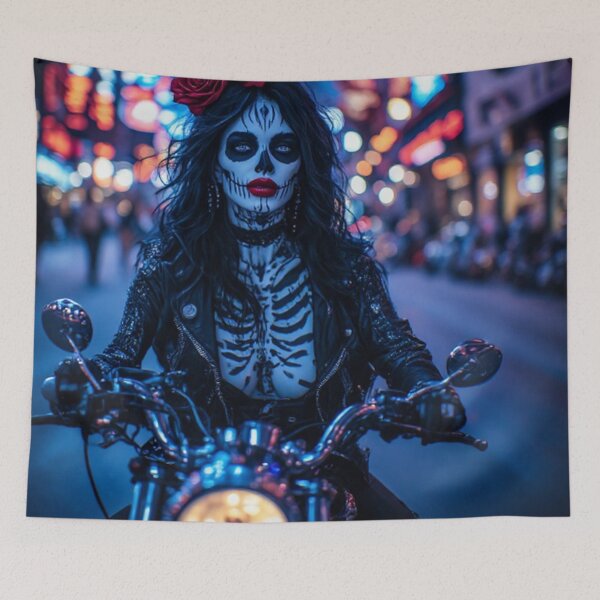 Item preview, Sugar Skull Biker Lady designed and sold by TheDarkWardrobe.