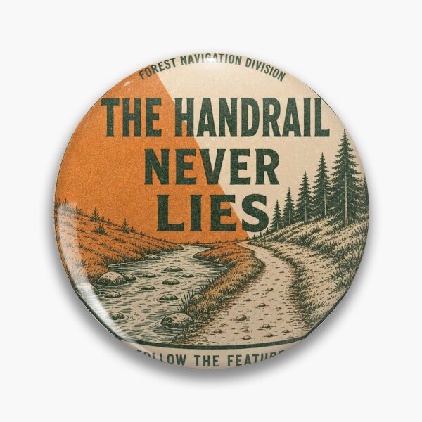 Item preview, The Handrail Never Lies Orienteering Forest Navigation Badge designed and sold by BoosterShop.
