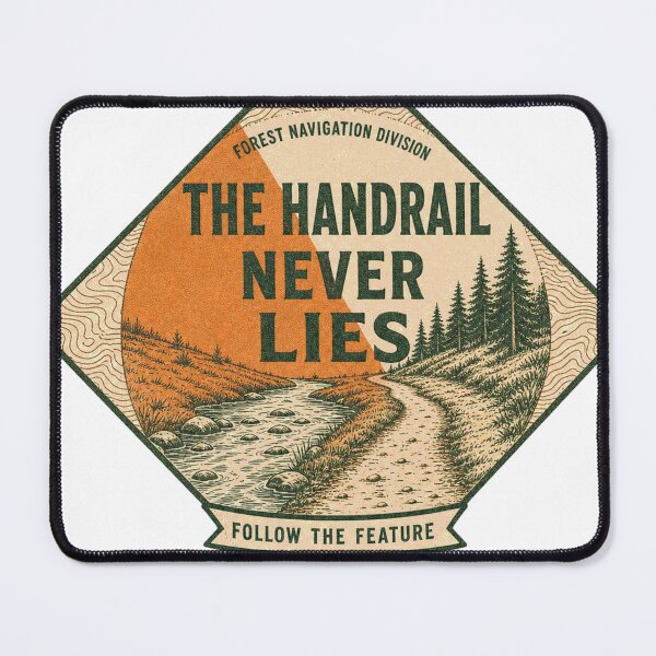 Item preview, The Handrail Never Lies Orienteering Forest Navigation Badge designed and sold by BoosterShop.