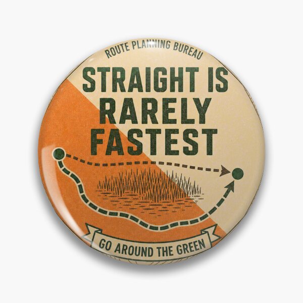 Item preview, Straight Is Rarely Fastest Orienteering Route Choice Badge designed and sold by BoosterShop.