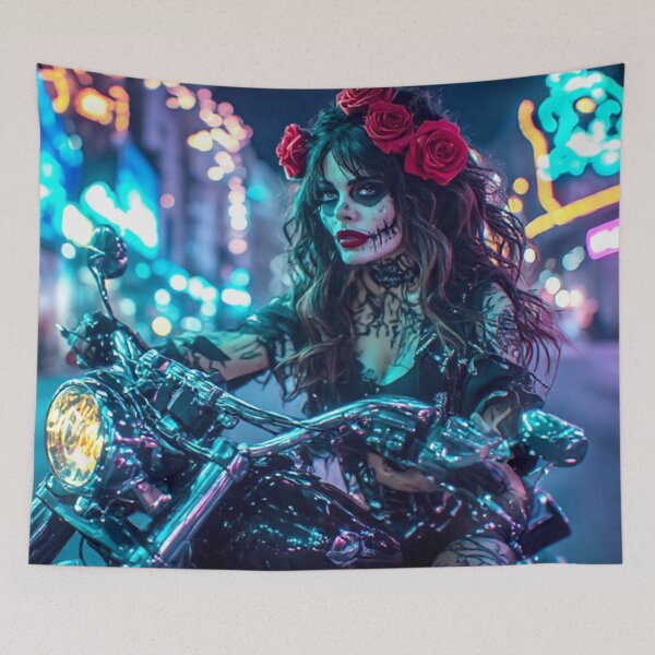 Item preview, Sugar Skull Biker Lady designed and sold by TheDarkWardrobe.