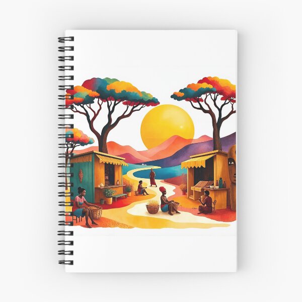 Item preview, Colorful African Village Market at Sunset designed and sold by tambanow.