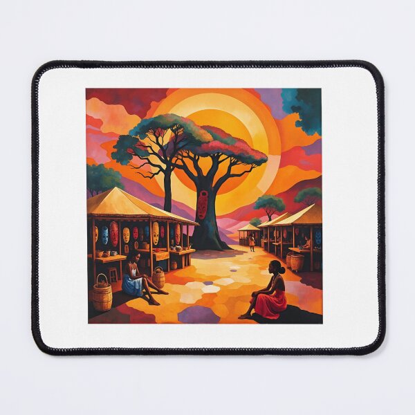Item preview, Colorful African Market Under Golden Sun designed and sold by tambanow.