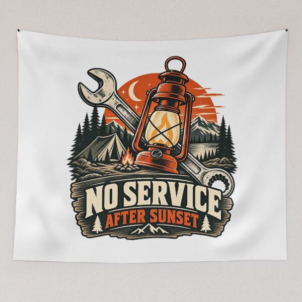 Item preview, Mechanic Camping T-Shirt – No Service After Sunset designed and sold by OFFSHIFT1.