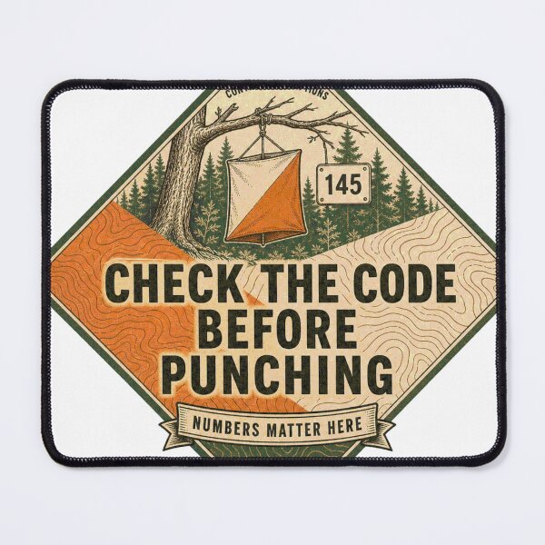 Item preview, Check the Code Before Punching Orienteering Checkpoint Description Badge designed and sold by BoosterShop.