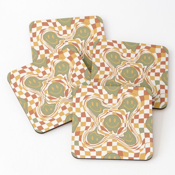 Item preview, Retro Melting Smiley Faces Warped Checkerboard designed and sold by tropicaltee.