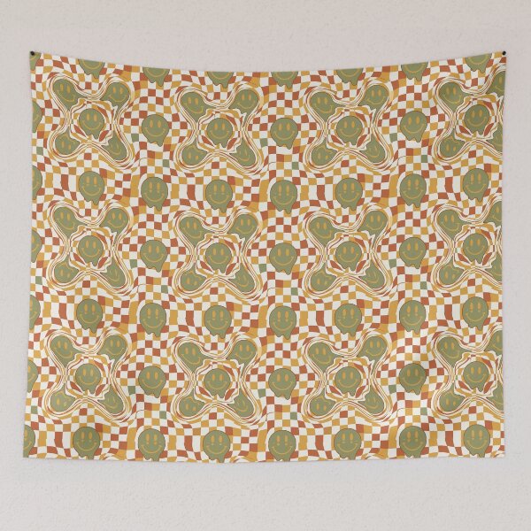 Item preview, Retro Melting Smiley Faces Warped Checkerboard designed and sold by tropicaltee.