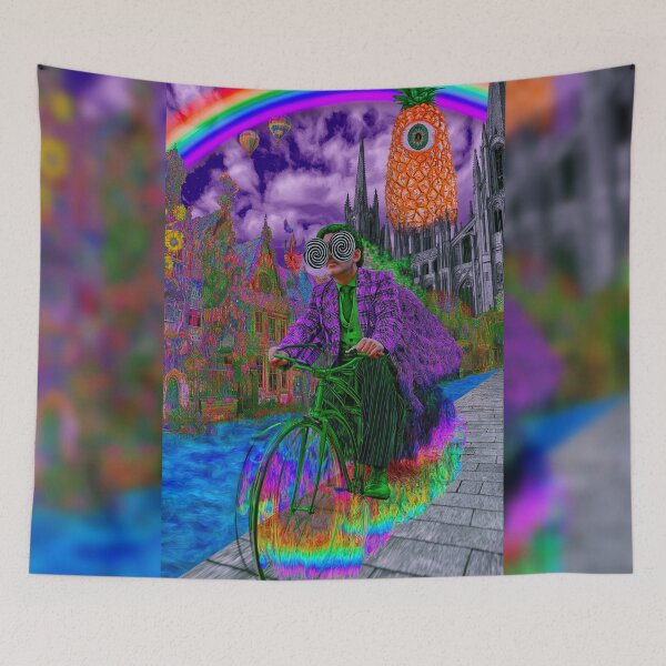 Item preview, The Spiral-Eyed Cyclist Beneath A Rainbow Pineapple designed and sold by MongLongStudio.