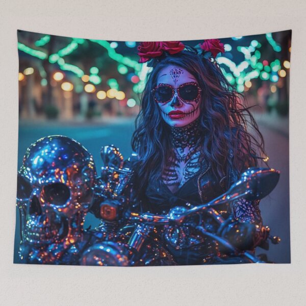 Item preview, Sugar Skull Biker Lady designed and sold by TheDarkWardrobe.