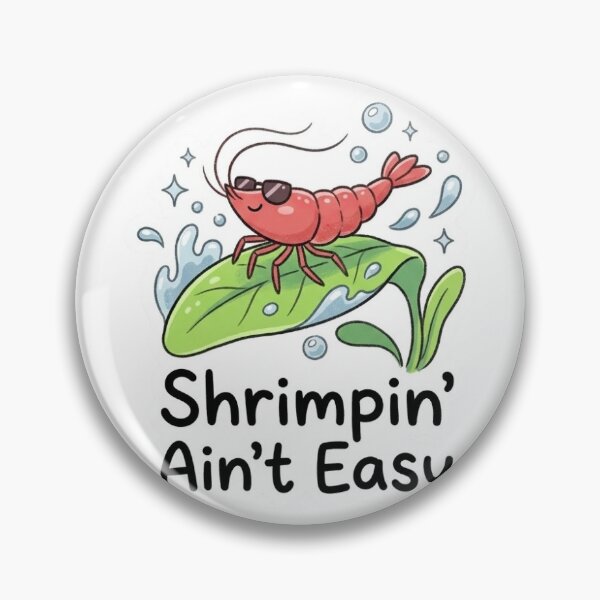 Item preview, Shrimpin Ain't Easy Cute Cherry Shrimp Surfing Sticker designed and sold by Joey's Sticker Press.