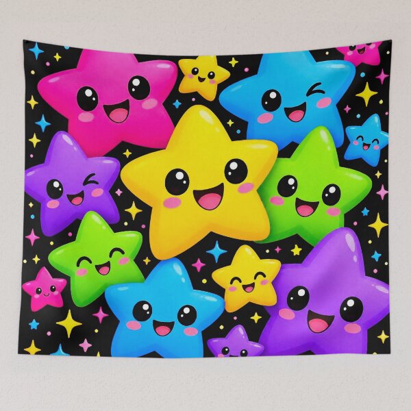 Item preview, Cute Colorful Happy Stars – Kawaii Rainbow Star Pattern designed and sold by IMuDesigner.