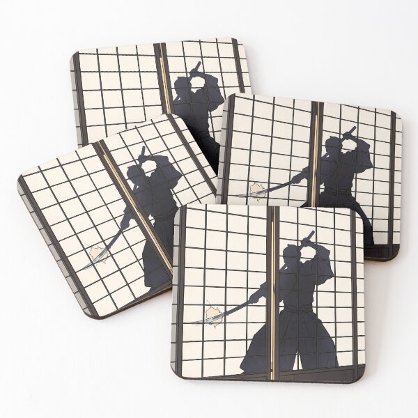 Item preview, Samurai Silhouette Piercing Shoji Screen Door designed and sold by TokyoUkiyoHouse.