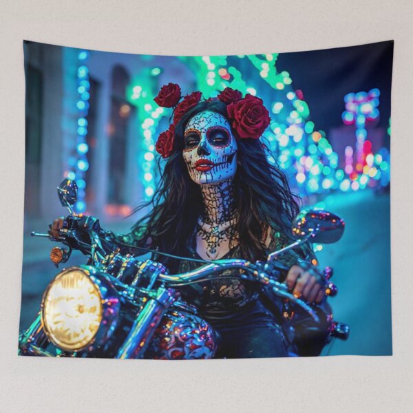 Item preview, Sugar Skull Biker Lady designed and sold by TheDarkWardrobe.