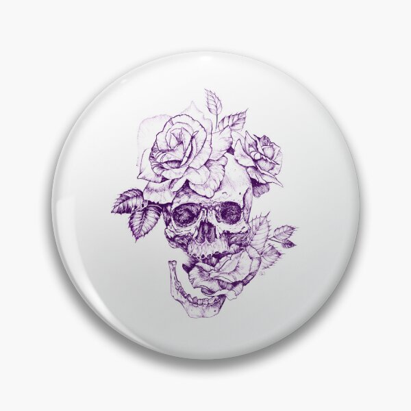 Item preview, Elegant Sketch Human Skull And Blooming Roses designed and sold by MarisolStanton.