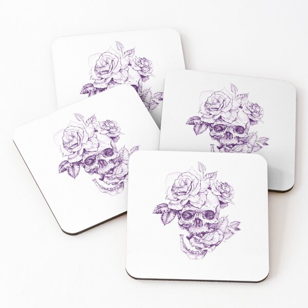 Item preview, Elegant Sketch Human Skull And Blooming Roses designed and sold by MarisolStanton.