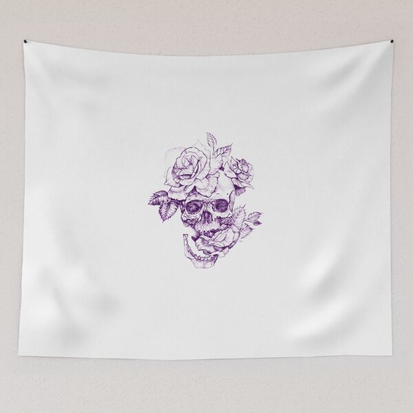 Item preview, Elegant Sketch Human Skull And Blooming Roses designed and sold by MarisolStanton.