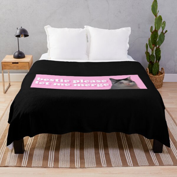Item preview, Bestie Please Let Me Merge Funny Sad Cat Meme Bumper For Car designed and sold by Dapper-Art.
