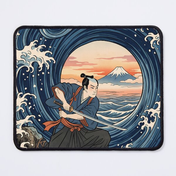 Item preview, Samurai Warrior Amid Great Wave and Mount Fuji designed and sold by TokyoUkiyoHouse.