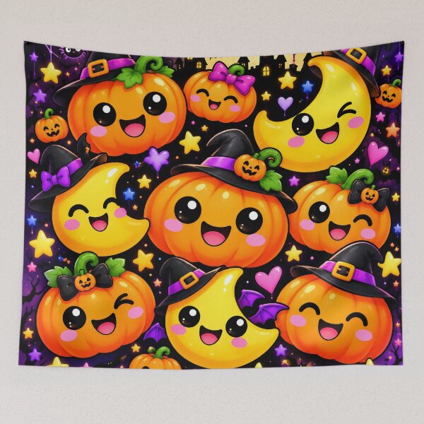 Item preview, Cute Halloween Pumpkins & Moons – Kawaii Spooky Night Design designed and sold by IMuDesigner.