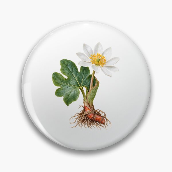 Item preview, Bloodroot (Sanguinaria canadensis) – Detailed Botanical Wildflower Illustration designed and sold by Ink-Whiskers.