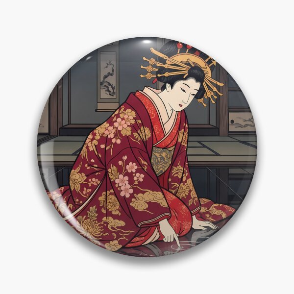 Item preview, Geisha Reflecting in Water with Cherry Blossoms designed and sold by TokyoUkiyoHouse.