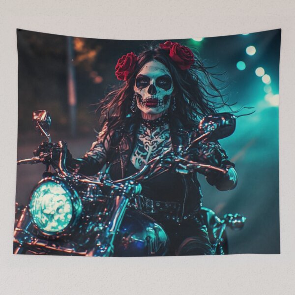 Item preview, Sugar Skull Biker Lady designed and sold by TheDarkWardrobe.