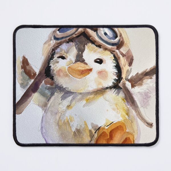Item preview, Cute Penguin Pilot Art – Kids Watercolor Print designed and sold by albertmama.
