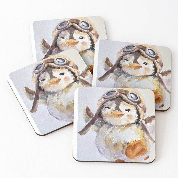 Item preview, Cute Penguin Pilot Art – Kids Watercolor Print designed and sold by albertmama.