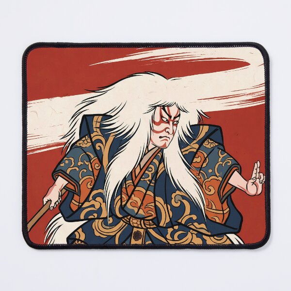 Item preview, White Haired Kabuki Renjishi Lion Dancer designed and sold by TokyoUkiyoHouse.