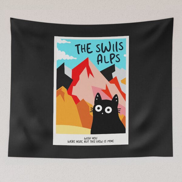 Item preview,  Swiss Alps Cat - Wish You Were Here… But This View Is Mine! designed and sold by DibujandoPorfa.