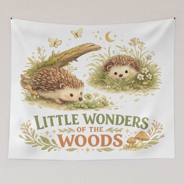 Item preview, Little Wonders of the Woods Cute Hedgehog Cottagecore Woodland Nature Art designed and sold by inkoutninja.