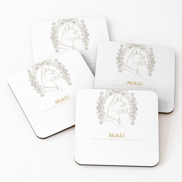 Item preview, Mau Ancient Egyptian Word for Cat Gold Line Art designed and sold by HexAndHearth.