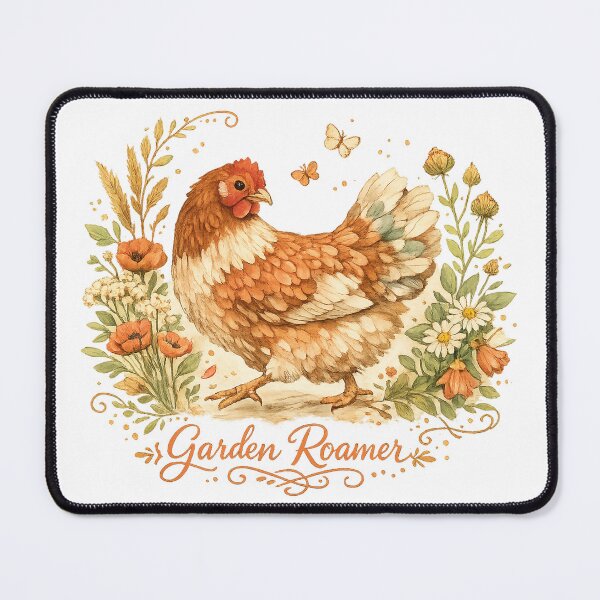 Item preview, Garden Roamer Cottagecore Chicken Floral Farmhouse Hen Nature Art designed and sold by inkoutninja.