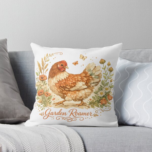 Item preview, Garden Roamer Cottagecore Chicken Floral Farmhouse Hen Nature Art designed and sold by inkoutninja.