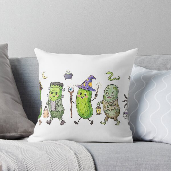 Item preview, Halloween Pickle Squad Witch Ghost Vampire Mummy Black Cat T-Shirt designed and sold by teluguredbubble.