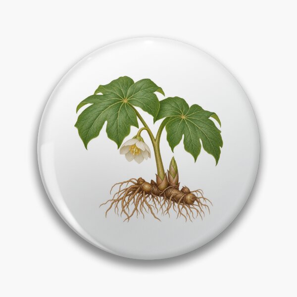 Item preview, Mayapple (Podophyllum peltatum) – Detailed Botanical Wildflower Illustration designed and sold by Ink-Whiskers.