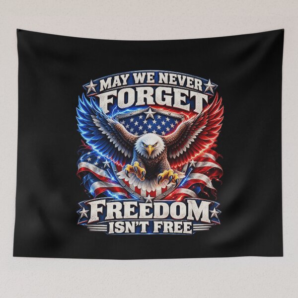 Item preview, May We Never Forget Freedom Isnt Free American Bald Eagle Flag Art designed and sold by ZaDonShop.