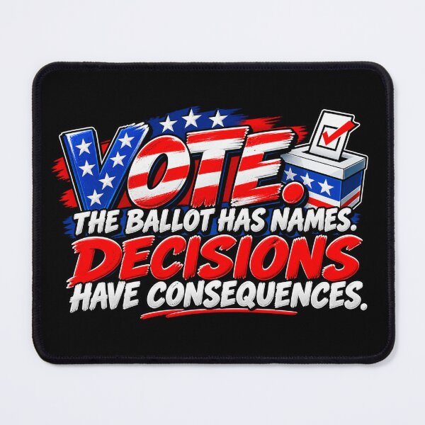 Item preview, VOTE. THE BALLOT HAS NAMES. DECISIONS HAVE CONSEQUENCES designed and sold by signshirtz.