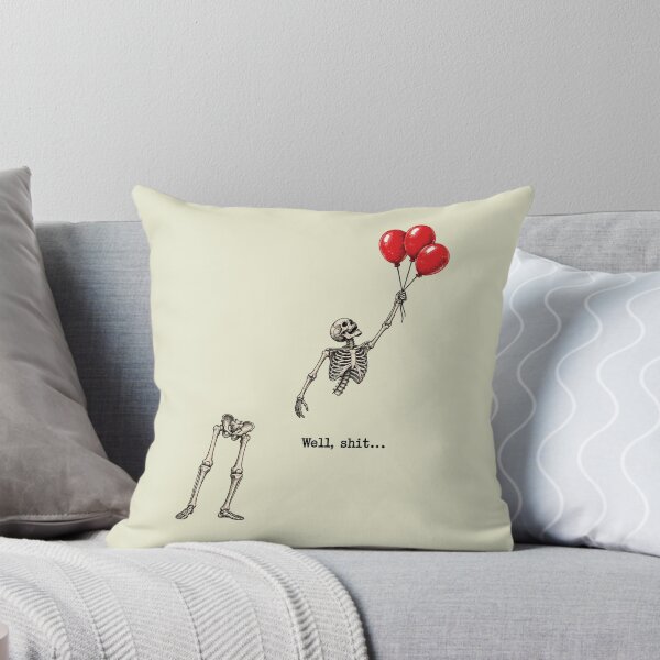 Item preview, Funny Halloween Well Shit Skeleton Flying with Red Balloons designed and sold by catnolioo.