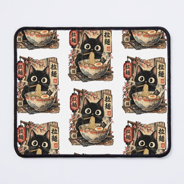 Item preview, Japanese Kawaii Black Cat Ramen Noodles Ukiyo E Retro Aesthetic Art designed and sold by CaChimShop.