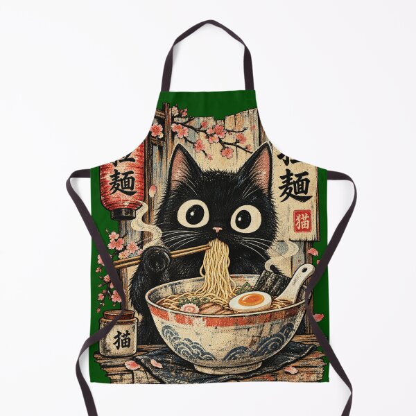 Item preview, Japanese Kawaii Black Cat Ramen Noodles Ukiyo E Retro Aesthetic Art designed and sold by CaChimShop.