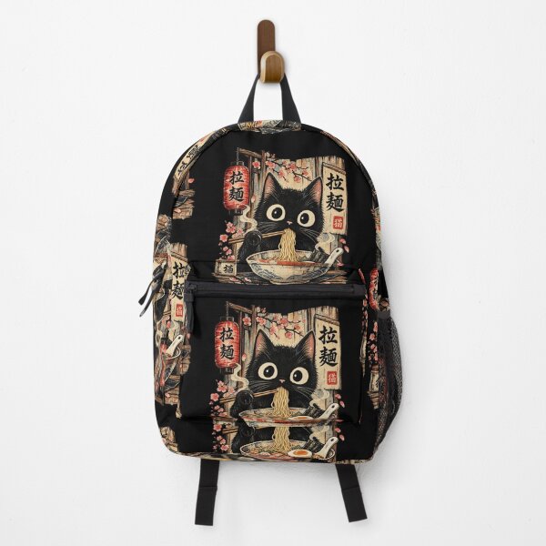 Item preview, Japanese Kawaii Black Cat Ramen Noodles Ukiyo E Retro Aesthetic Art designed and sold by CaChimShop.