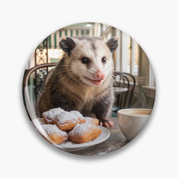 Item preview, Opossum Has Coffee and Beignets in the Vieux Carre designed and sold by Tridentulus.