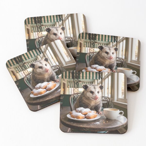 Item preview, Opossum Has Coffee and Beignets in the Vieux Carre designed and sold by Tridentulus.
