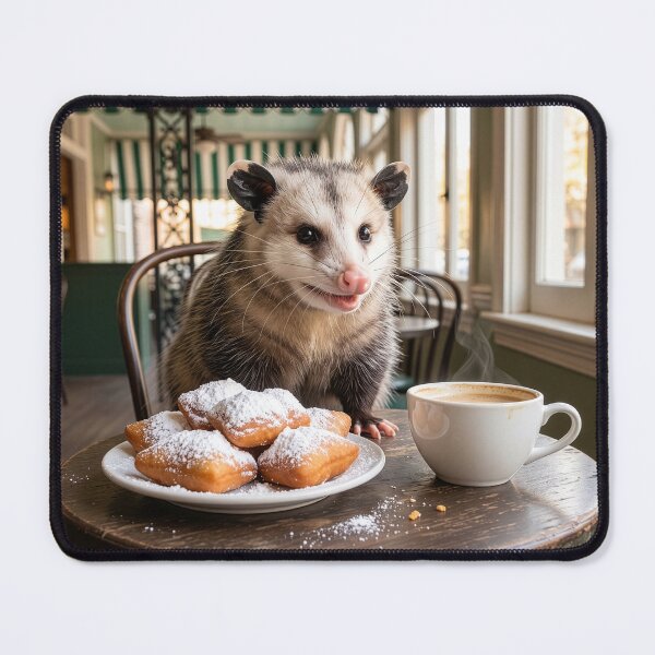 Item preview, Opossum Has Coffee and Beignets in the Vieux Carre designed and sold by Tridentulus.