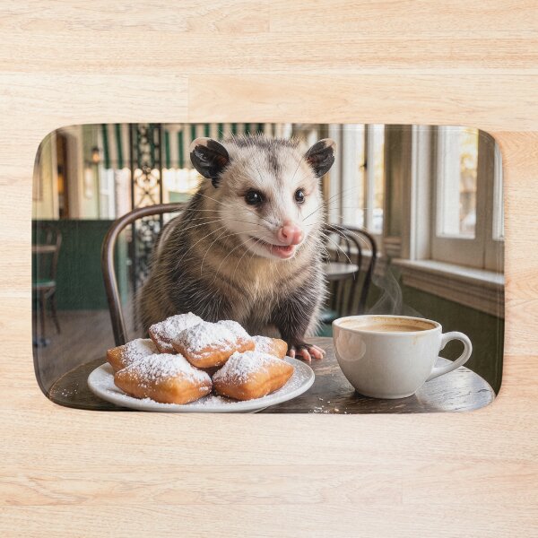 Item preview, Opossum Has Coffee and Beignets in the Vieux Carre designed and sold by Tridentulus.