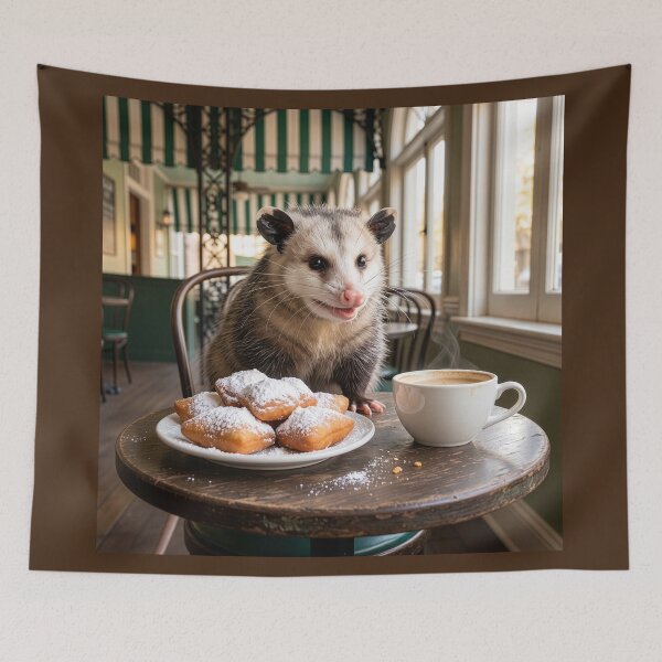 Item preview, Opossum Has Coffee and Beignets in the Vieux Carre designed and sold by Tridentulus.