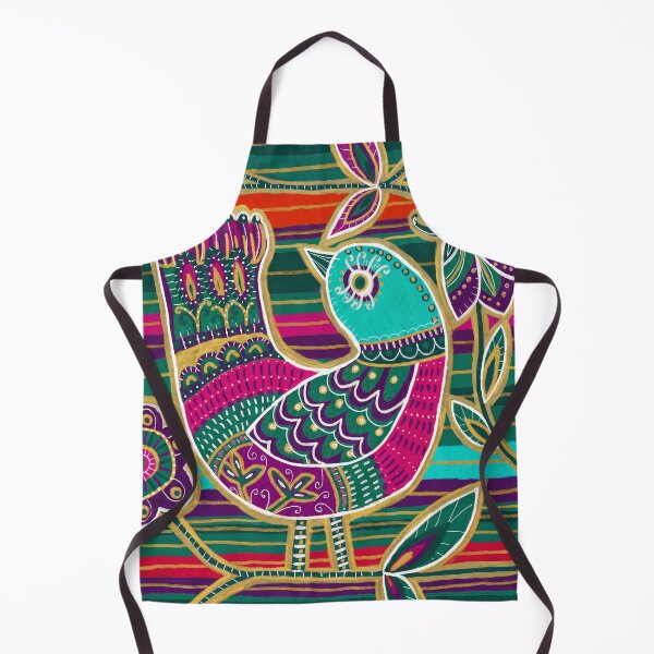 Item preview, Turquoise and Pink Folk Art Bird on Stripes designed and sold by Fani*.