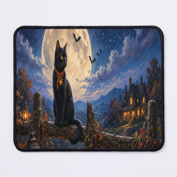 Item preview, Black Cat Under the Harvest Moon designed and sold by Naynners Designs.